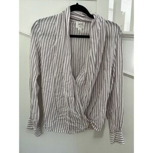 Swildens Paris Women's Striped Collared Blouse‎ Elegant Casual Size 36